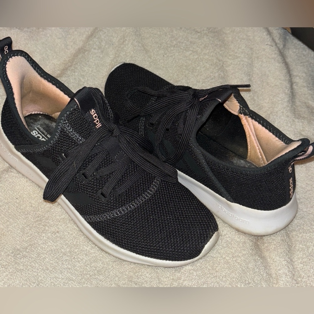 Adidas Cloud Foam Pure Running Shoes black and pink size 6